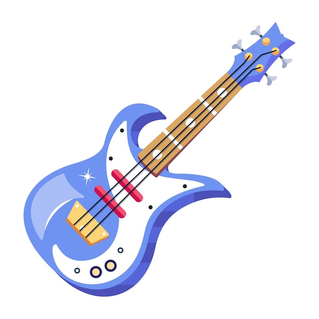 Un diseño vectorial plano de guitarra.