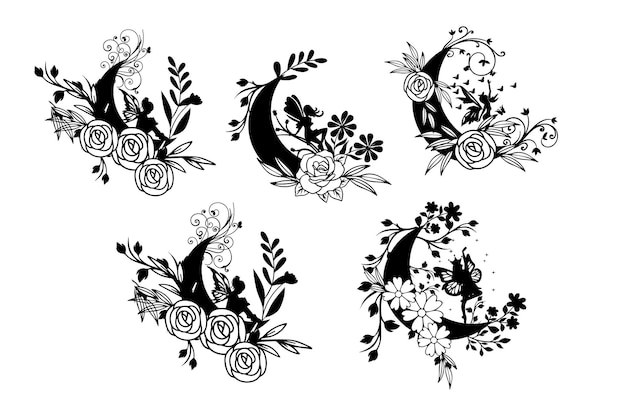 diseño vectorial plano ilustración de silueta de hadas