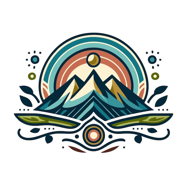 diseño vectorial plano del logotipo de las montañas de estilo vintage