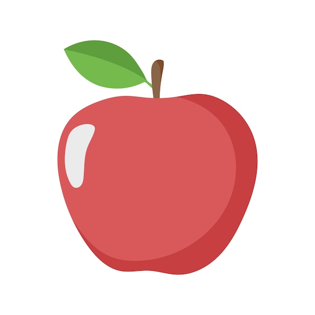 diseño vectorial plano de manzana roja sobre fondo blanco