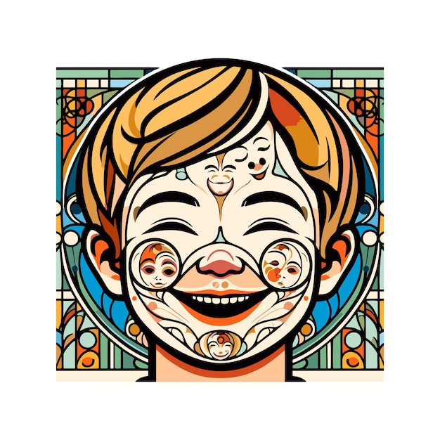 diseño vectorial plano de un niño sonriente y lindo