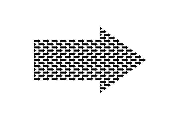 Diseño vectorial plano de patrón de flecha recta con elementos de colección de signos de flecha