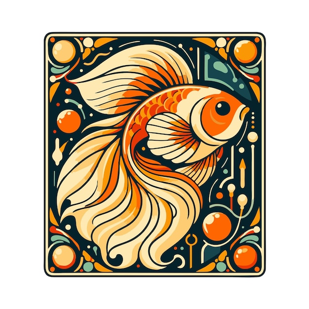 diseño vectorial plano de peces ornamentales en estilo art nouveau