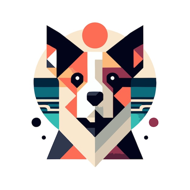 Vector diseño vectorial plano de perro en estilo geométrico