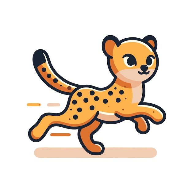 diseño vectorial plano de personaje de guepardo lindo corriendo