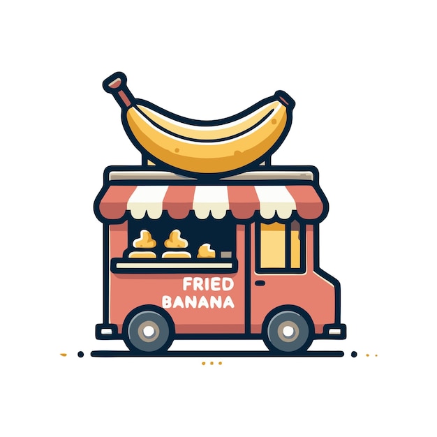 diseño vectorial plano para un puesto de venta de bocadillos de plátano