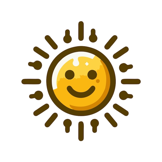 Diseño vectorial plano del sol con una sonrisa linda