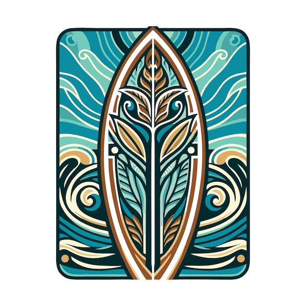 Vector diseño vectorial plano de tabla de surf de estilo vintage