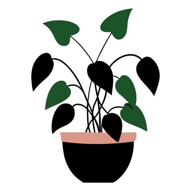 Diseño vectorial de plantas de pothos sating minimalista simple sobre un fondo blanco