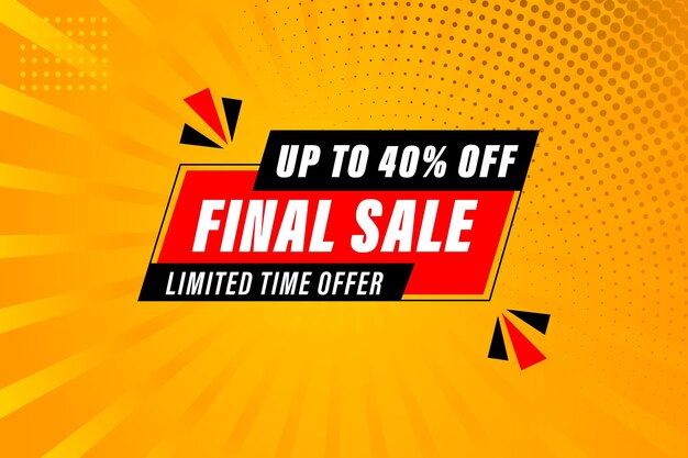 Diseño vectorial de plantilla de banner de venta final Oferta especial Venta final Oferta limitada etiqueta de venta final