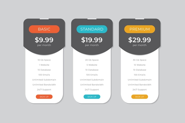 Diseño vectorial de plantilla de tabla de precios