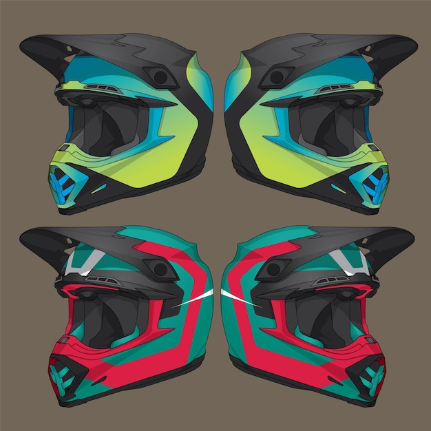 Diseño vectorial de plantillas de cascos de carreras deportivas