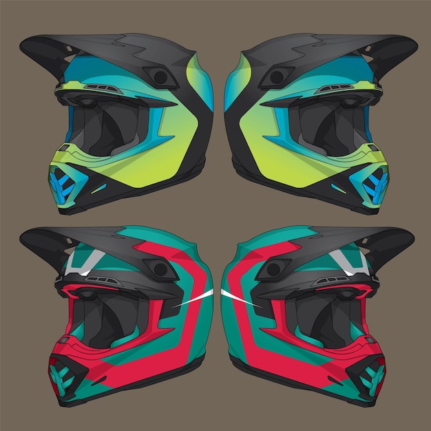 Vector diseño vectorial de plantillas de cascos de carreras deportivas