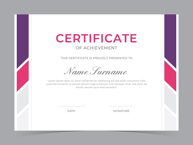 Diseño vectorial de plantillas de certificados modernos