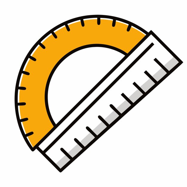 Diseño vectorial preciso de herramientas de medición de protractor y regla Gráficos