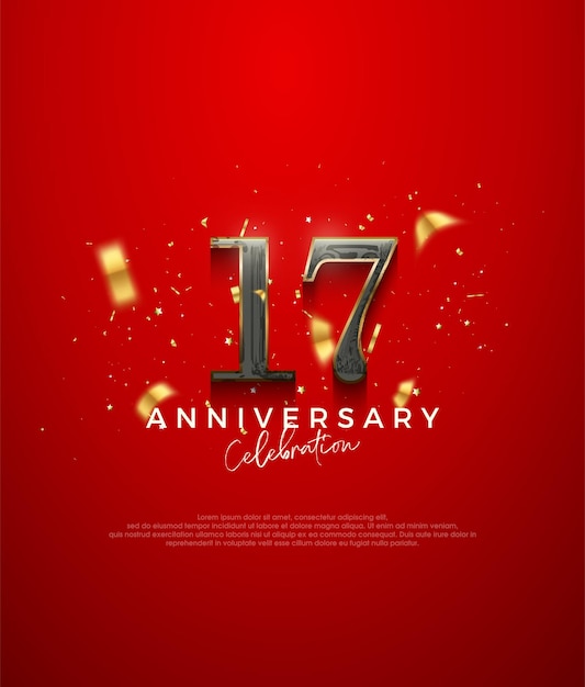 Diseño vectorial premium para la celebración del 17 aniversario.