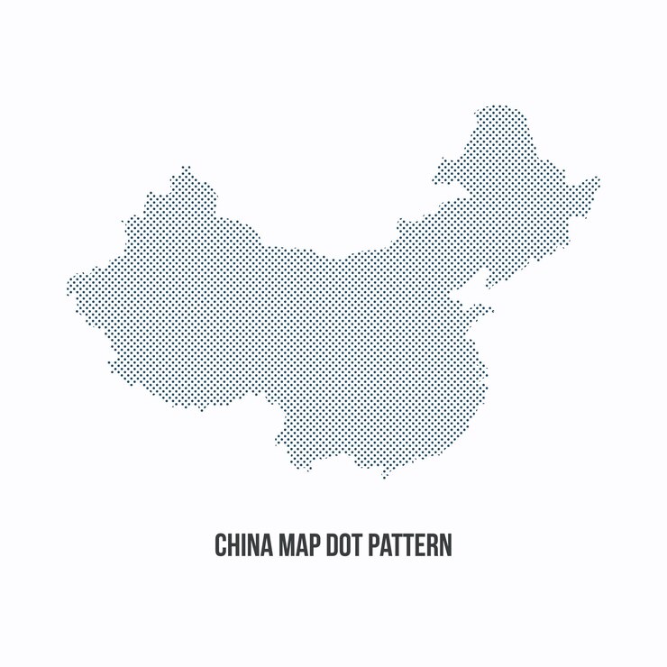 Diseño vectorial punteado del mapa de China aislado en fondo blanco