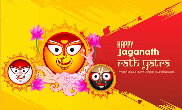 Diseño vectorial de ratha yatra de lord jagannath balabhadra y subhadra en chariot para la ocasión