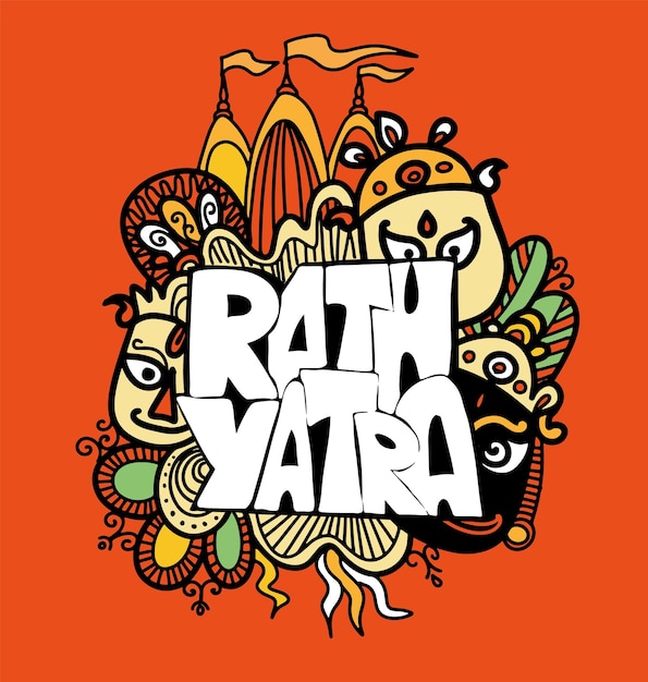 Diseño vectorial de ratha yatra de lord jagannath balabhadra y subhadra en chariot