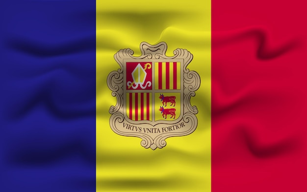 Vector diseño vectorial realista de la bandera de andorra