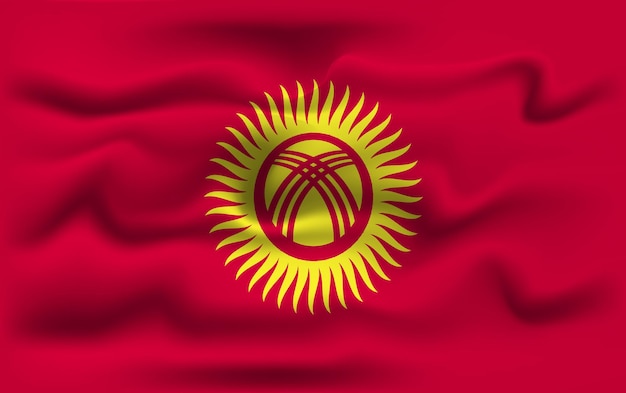 Vector diseño vectorial realista de la bandera de kirguistán