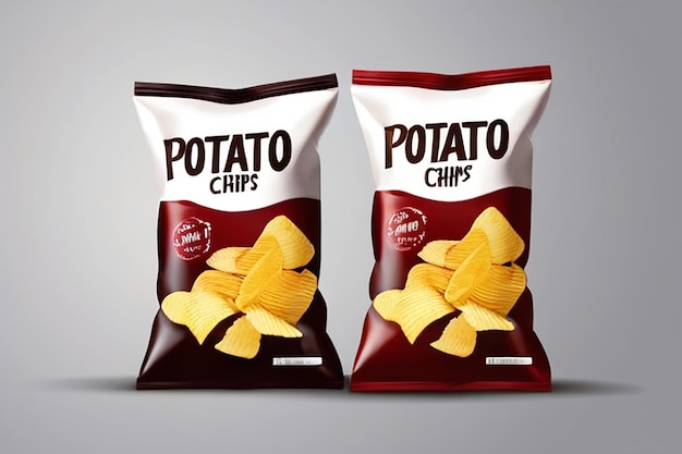 Diseño vectorial realista plantilla de embalaje de papas fritas