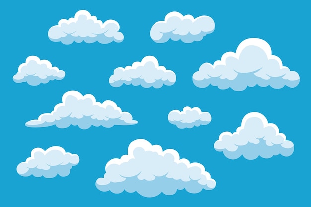 Vector diseño vectorial de recolección de nubes de cielo azul blanco