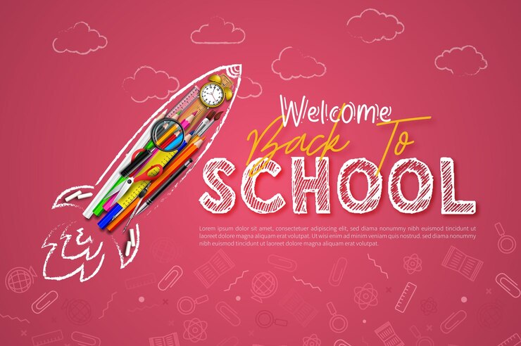Diseño vectorial de regreso a la escuela con tipografía y plantilla de publicación en redes sociales