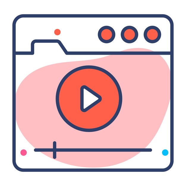 Diseño vectorial de reproductor de medios de video icono de marketing de video para uso premium