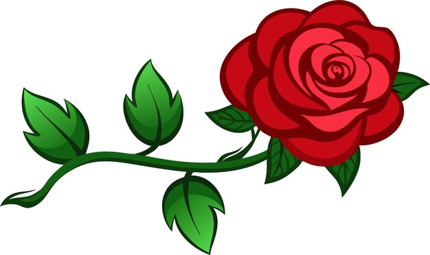 un diseño vectorial de rosa roja trepante con fondo blanco