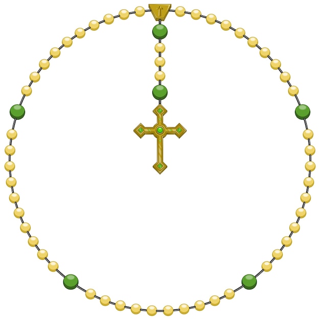 Diseño vectorial de rosario con cruz