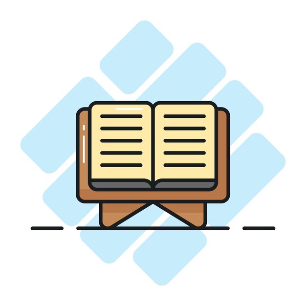 El diseño vectorial del Sagrado Corán icono moderno del libro musulmán