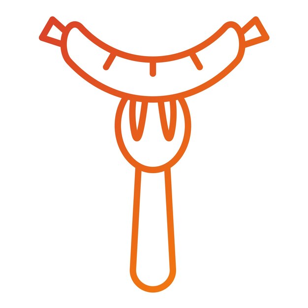 Diseño vectorial de salchichas en el estilo del icono del tenedor