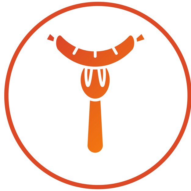 Diseño vectorial de salchichas en el estilo del icono del tenedor