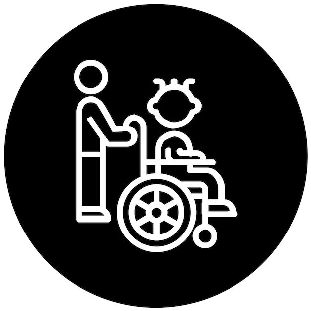 Diseño vectorial de sillas de ruedas pediátricas Estilo de icono