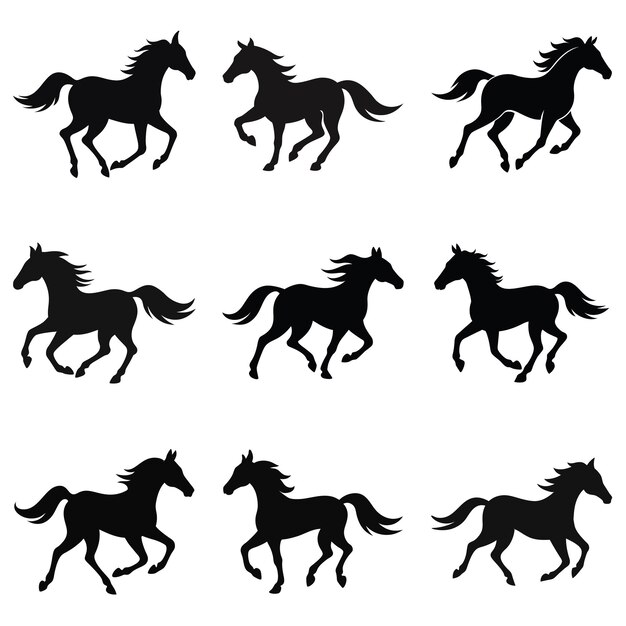 diseño vectorial de la silueta de un caballo corriendo