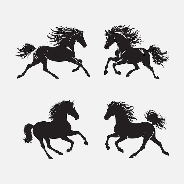 Diseño vectorial de la silueta de un caballo corriendo