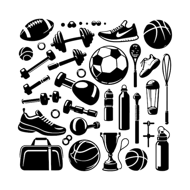 Diseño vectorial de silueta de equipos deportivos en fondo blanco