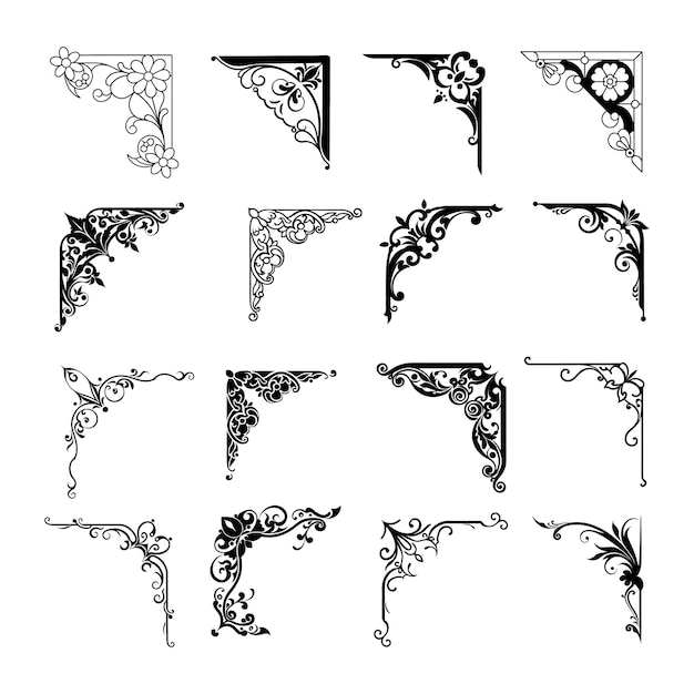 diseño vectorial de silueta de esquina decorativa elegante