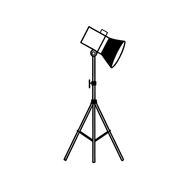 Diseño vectorial de silueta de estudio Flash Equipo de fotografía profesional Equipo de cámara e iluminación