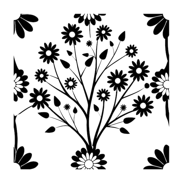 diseño vectorial de silueta de flor de margarita etiquetado ilustración vectorial sin costuras