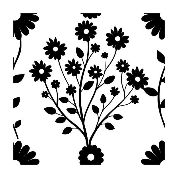 diseño vectorial de silueta de flor de margarita etiquetado ilustración vectorial sin costuras