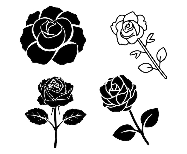 diseño vectorial de silueta de flor de rosa