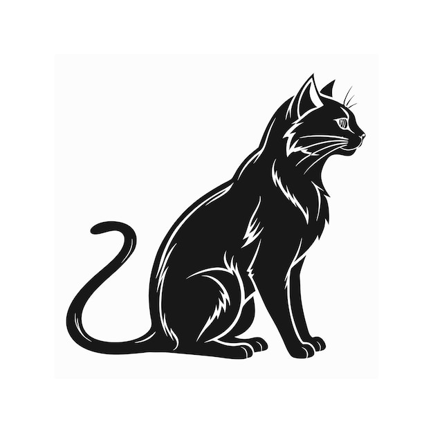 Diseño vectorial de silueta de gato detallado