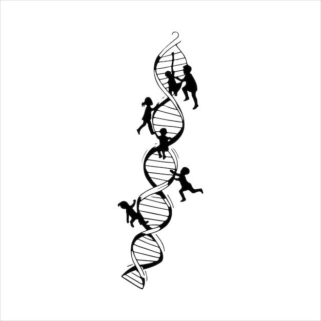 Diseño vectorial de silueta de gen en fondo blanco
