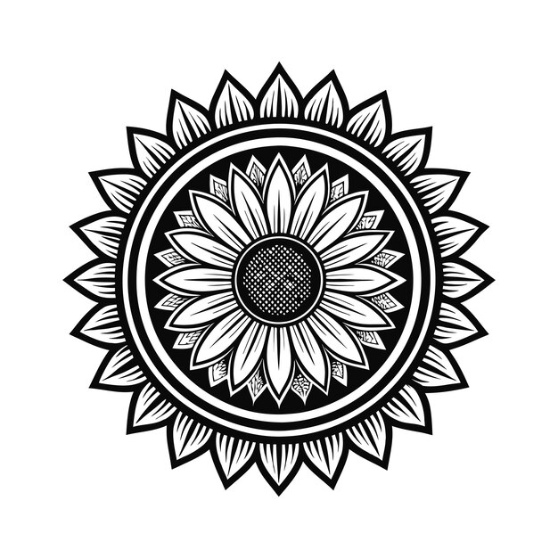 Diseño vectorial de silueta de girasol etiquetado Ilustración de arte vectorial