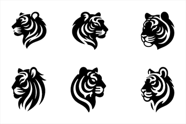 Diseño vectorial de silueta de un ícono de tigre 01