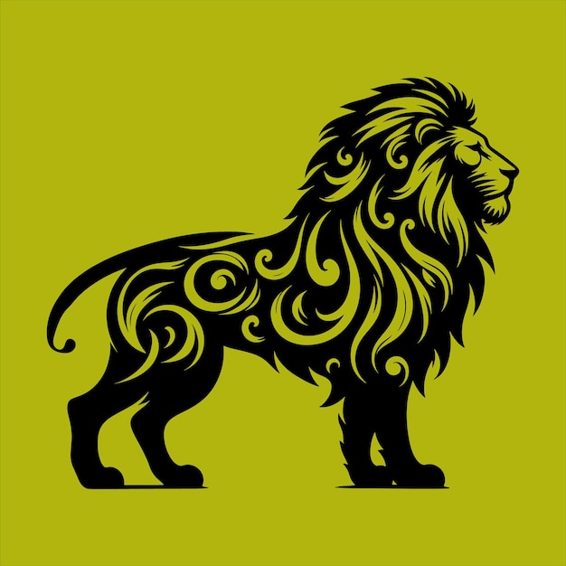 Diseño vectorial de silueta de un león