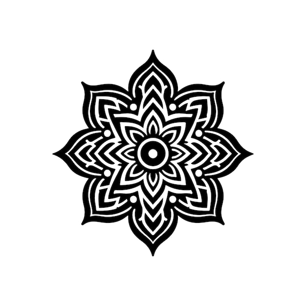 Diseño vectorial de silueta de mandala Diseño de patrones Ilustración de líneas de mandala