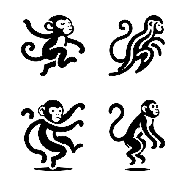 Diseño vectorial de silueta de un mono